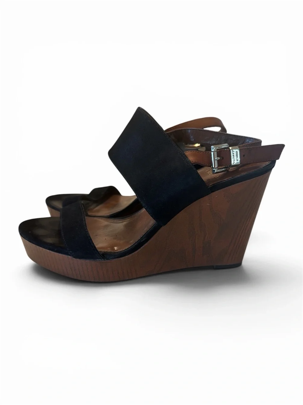 Vince Camuto Women’s Black Suede Wedge Sandals size 9.5